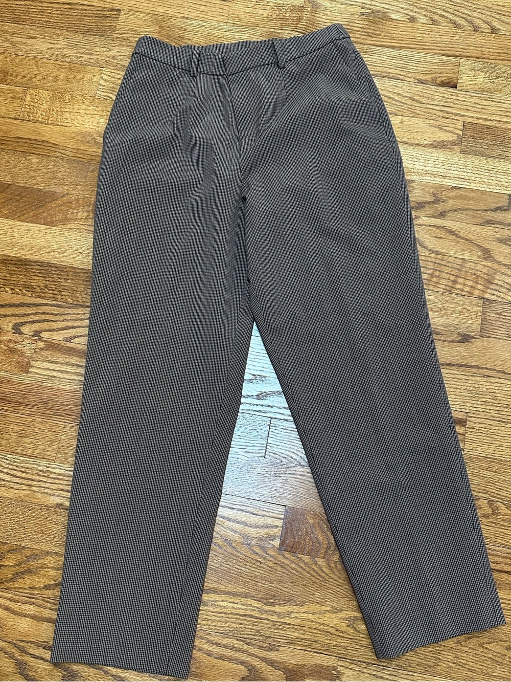 NWOT Uniqlo Brown Tan Smart Straight Leg Plaid Trousers Pants